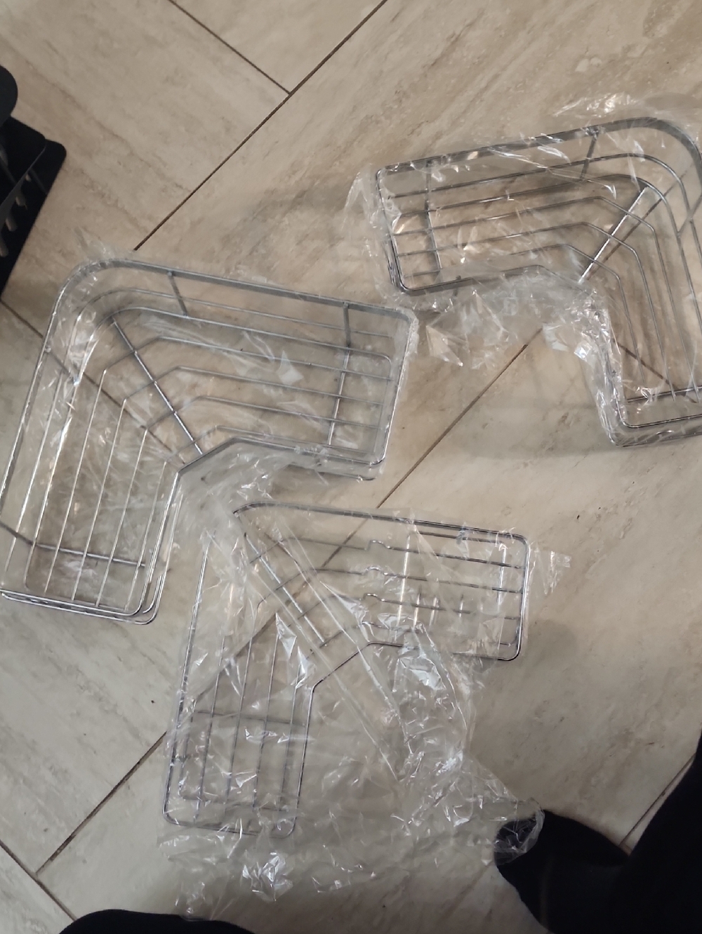 Chrome Corner Shower Caddy - Set of 3